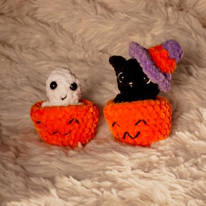 Halloweeni töklakók - fekete macska - otthon & életmód - dekoráció - halloween - halloweeni figurák - Meska.hu