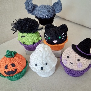 HALLOVEEN MUFFINOK (különféle mintákkal), Otthon & Életmód, Dekoráció, Halloween, Halloweeni figurák, Horgolás, MESKA