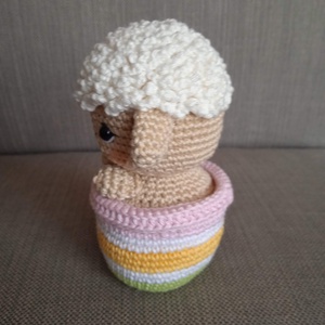 Bárány csíkos kaspóban - otthon & életmód - dekoráció - asztal és polc dekoráció - asztaldísz - Meska.hu