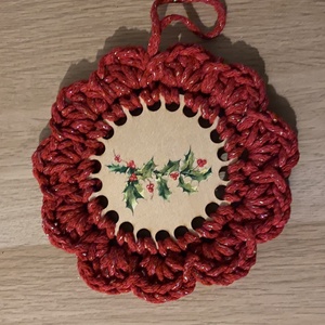 Karácsonyi horgolt ajtódísz, Karácsony, Karácsonyi lakásdekoráció, Karácsonyi lakásdíszek, , MESKA