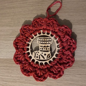 Karácsonyi horgolt ajtódísz - Meska.hu