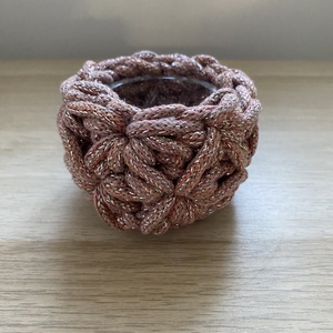 Horgolt mécsestartó, 6 cm magas - Meska.hu