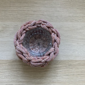 Horgolt mécsestartó, 6 cm magas - karácsony - karácsonyi lakásdekoráció - karácsonyi lakásdíszek - Meska.hu