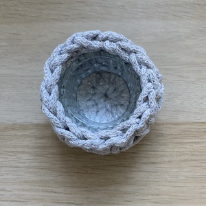 Horgolt mécsestartó, 6 cm magas - karácsony - karácsonyi lakásdekoráció - karácsonyi lakásdíszek - Meska.hu