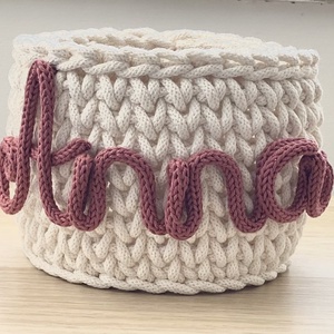 Horgolt tárolókosár választható névvel - Meska.hu