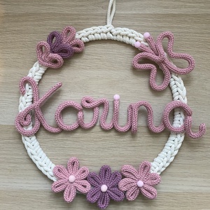 Falidísz egyedi válaszható felirattal, Baba - mama, Babaszoba dekoráció, Babanév dekoráció, Horgolás, Varrás, MESKA