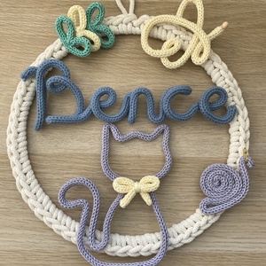 Falidísz egyedi válaszható felirattal, Baba - mama, Babaszoba dekoráció, Babanév dekoráció, Horgolás, Varrás, MESKA