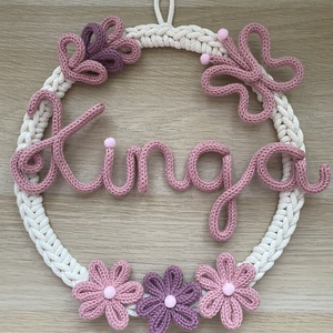 Falidísz egyedi válaszható felirattal, Baba - mama, Babaszoba dekoráció, Babanév dekoráció, Horgolás, Varrás, MESKA