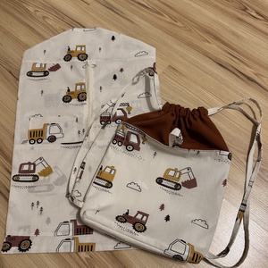 Munkagép mintás ovis zsák és tornazsák szettben - játék & sport - ovis felszerelés - ovis szett - Meska.hu