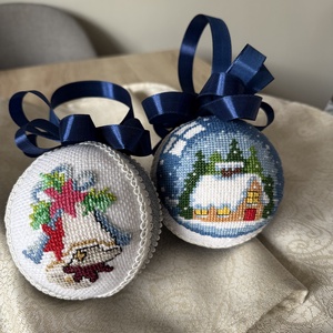 Keresztszemes karácsonyi gömbök (2db) - Meska.hu