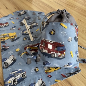 Rendőr-tűzoltó mintás ovis zsák és tornazsák szettben, Játék & Sport, Ovis felszerelés, Ovis szett, Varrás, MESKA