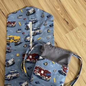 Rendőr-tűzoltó mintás ovis zsák és tornazsák szettben - játék & sport - ovis felszerelés - ovis szett - Meska.hu