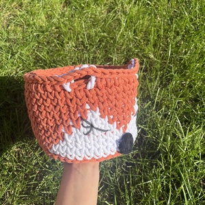 Horgolt róka kosár 18 cm  kosár  - otthon & életmód - tárolás & rendszerezés - tárolókosár - Meska.hu