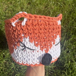 Horgolt róka kosár 18 cm  kosár  - otthon & életmód - tárolás & rendszerezés - tárolókosár - Meska.hu