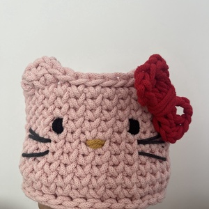 Horgolt Hello Kitty kosár , Otthon & Életmód, Tárolás & Rendszerezés, Tárolókosár, Horgolás, MESKA