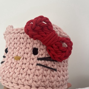 Horgolt Hello Kitty kosár  - otthon & életmód - tárolás & rendszerezés - tárolókosár - Meska.hu