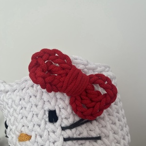 Horgolt Hello Kitty kosár fehér - otthon & életmód - tárolás & rendszerezés - tárolókosár - Meska.hu