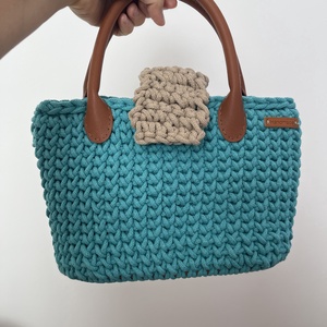 Türkiz kézitáska - táska & tok - kézitáska & válltáska - nagy pakolós táska - Meska.hu