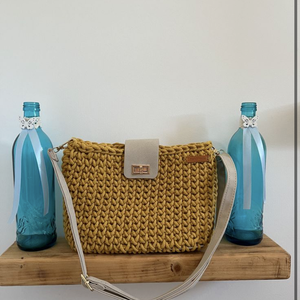 Okker válltáska - táska & tok - kézitáska & válltáska - nagy pakolós táska - Meska.hu