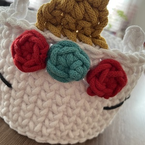 Horgolt unikornis kosár  - otthon & életmód - tárolás & rendszerezés - tárolókosár - Meska.hu