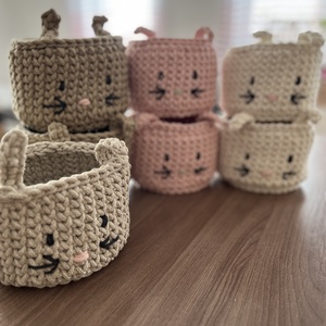 Horgolt nyuszi kosár  - otthon & életmód - tárolás & rendszerezés - tárolókosár - Meska.hu