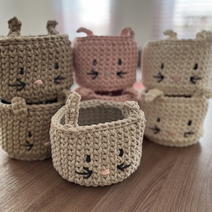 Horgolt nyuszi kosár  - otthon & életmód - tárolás & rendszerezés - tárolókosár - Meska.hu