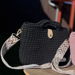 Fekete kézi- illetve válltáska, Táska & Tok, Kézitáska & válltáska, Nagy pakolós táska, Horgolás, MESKA