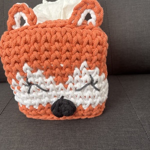 Horgolt rókás zsepkendőtartó, Otthon & Életmód, Tárolás & Rendszerezés, Tárolókosár, Horgolás, MESKA
