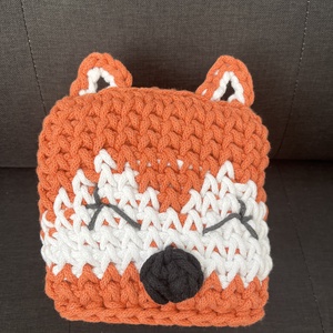 Horgolt rókás zsepkendőtartó - otthon & életmód - tárolás & rendszerezés - tárolókosár - Meska.hu