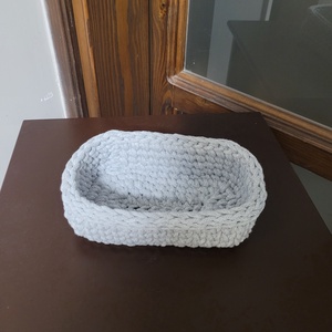 Horgolt kosarak-szürke - otthon & életmód - dekoráció - asztal és polc dekoráció - horgolt & csipketerítő - Meska.hu