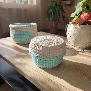 HorgoltKosarak-menta - otthon & életmód - dekoráció - asztal és polc dekoráció - horgolt & csipketerítő - Meska.hu