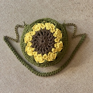 Horgolt napraforgós táska - táska & tok - kézitáska & válltáska - válltáska - Meska.hu