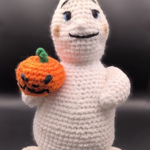 Horgolt szellem tökkel, horgolt figura, amigurumi szellem tökkel, amigurumi figura - Meska.hu