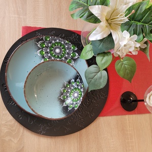 Mandala pöttyözött tányér - Meska.hu