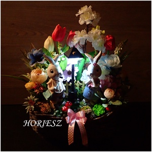 Tavaszi nyuszis asztaldísz - otthon & életmód - dekoráció - asztal és polc dekoráció - asztaldísz - Meska.hu