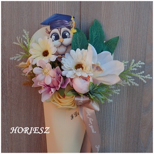 Virág csokor tölcsérben ballagásra - otthon & életmód - dekoráció - virágdísz és tartó - virágbox, virágdoboz - Meska.hu