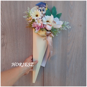 Virág csokor tölcsérben ballagásra - otthon & életmód - dekoráció - virágdísz és tartó - virágbox, virágdoboz - Meska.hu