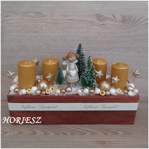 Angyalkás ledes adventi dísz fadobozban, Karácsony, Adventi díszek, Adventi asztaldísz, Mindenmás, MESKA