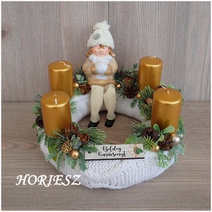 Adventi szett kislánnyal - karácsony - adventi díszek - adventi koszorú - Meska.hu