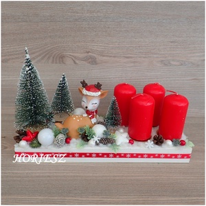 Őzikés adventi dísz hosszúkás, Karácsony, Adventi díszek, Adventi asztaldísz, Mindenmás, MESKA