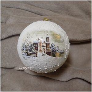 Téli tájas gömb - karácsony - karácsonyi lakásdekoráció - karácsonyfadíszek - Meska.hu