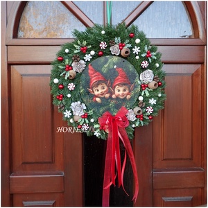 Karácsonyi manós koszorú - otthon & életmód - dekoráció - virágdísz és tartó - koszorú - Meska.hu