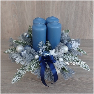 Kék adventi asztaldísz - Meska.hu