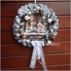 Hóemberkék ajtódísz, koszorú, Otthon & Életmód, Dekoráció, Virágdísz és tartó, Koszorú, Mindenmás, MESKA