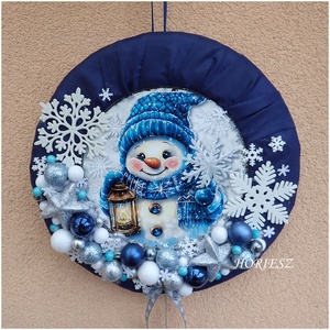 Téli hóemberes koszorú, ajtódísz, Otthon & Életmód, Dekoráció, Virágdísz és tartó, Koszorú, Mindenmás, MESKA