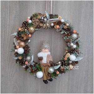 Téli karácsonyi koszorú, ajtódísz, Otthon & Életmód, Dekoráció, Virágdísz és tartó, Koszorú, Mindenmás, MESKA