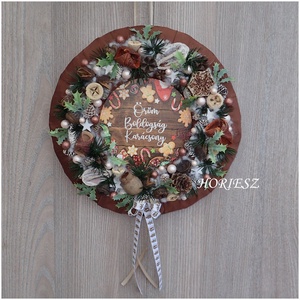 Téli karácsonyi koszorú, ajtódísz, Otthon & Életmód, Dekoráció, Virágdísz és tartó, Koszorú, Mindenmás, MESKA