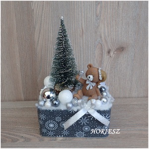 Karácsonyi macis ledes asztaldísz - Meska.hu