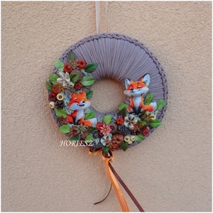 Cuki rókás koszorú, Otthon & Életmód, Dekoráció, Ajtó- és ablak dekoráció, Ablakdísz, Mindenmás, MESKA