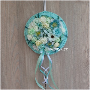 Türkiz csoda koszorú - Meska.hu